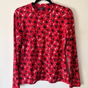 Brooks Brothers Poppy poppies Red and Black Floral Long Sleeve Top